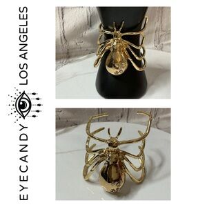 🐘🐘💓 Eyecandy Gold Plated Spider Cuff Bracelet